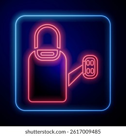 Glowing neon Watering can icon isolated on blue background. Irrigation symbol.  Vector