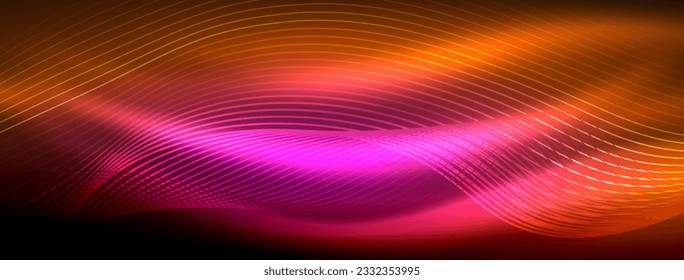 Glowing neon wave abstract background - vibrant, luminescent waves pulsate in a captivating and electrifying display