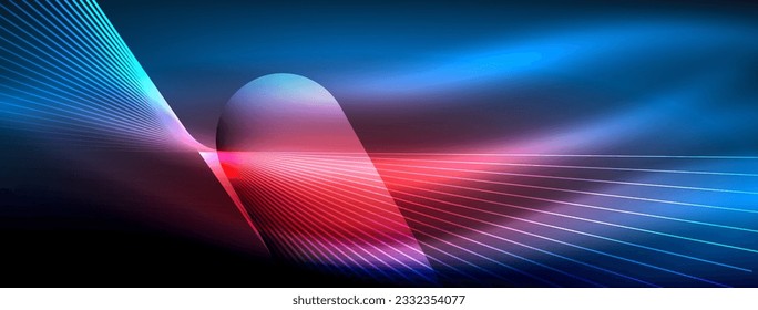 Glowing neon wave abstract background - vibrant, luminescent waves pulsate in a captivating and electrifying display