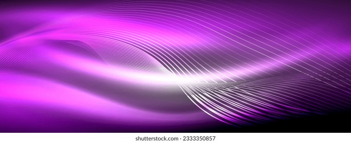 Glowing neon wave abstract background - vibrant, luminescent waves pulsate in a captivating and electrifying display