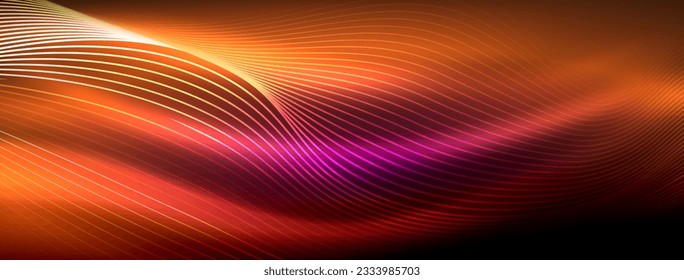 Glowing neon wave abstract background - vibrant, luminescent waves pulsate in a captivating and electrifying display