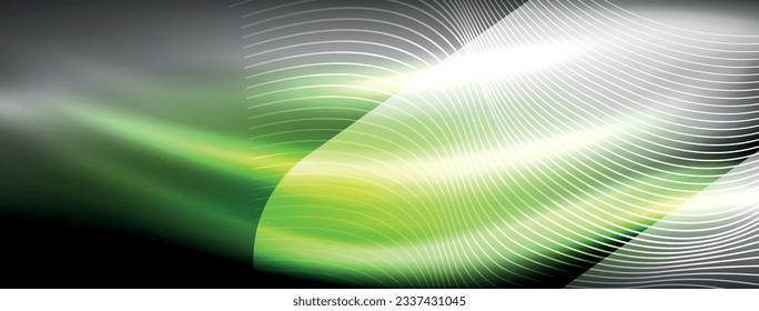 Glowing neon wave abstract background - vibrant, luminescent waves pulsate in a captivating and electrifying display