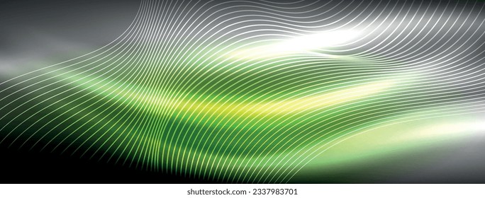 Glowing neon wave abstract background - vibrant, luminescent waves pulsate in a captivating and electrifying display
