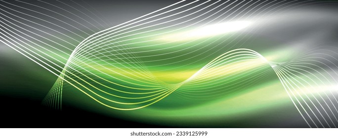 Glowing neon wave abstract background - vibrant, luminescent waves pulsate in a captivating and electrifying display