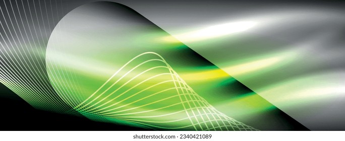 Glowing neon wave abstract background - vibrant, luminescent waves pulsate in a captivating and electrifying display