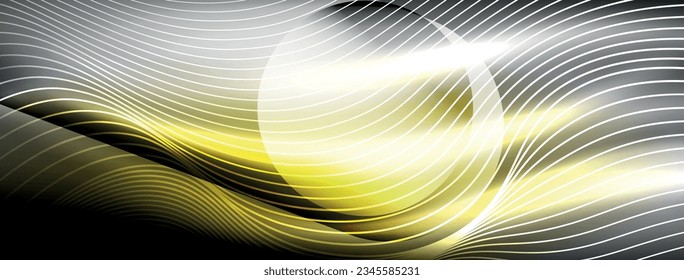 Glowing neon wave abstract background - vibrant, luminescent waves pulsate in a captivating and electrifying display
