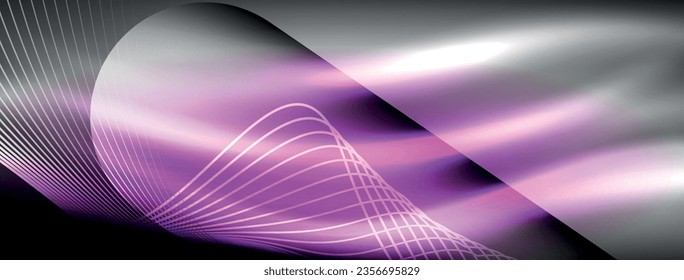 Glowing neon wave abstract background - vibrant, luminescent waves pulsate in a captivating and electrifying display