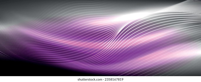 Glowing neon wave abstract background - vibrant, luminescent waves pulsate in a captivating and electrifying display