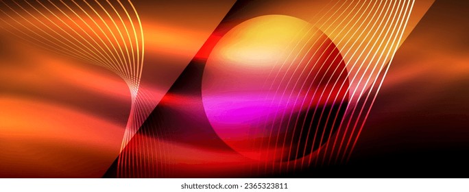 Fondo abstracto de ondas de neón brillantes - ondas luminiscentes vibrantes pulsadas en una pantalla cautivadora y electrizante