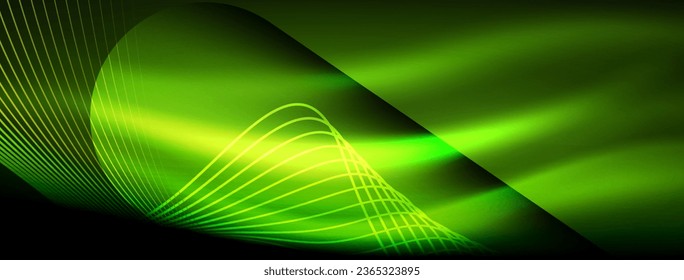 Glowing neon wave abstract background - vibrant, luminescent waves pulsate in a captivating and electrifying display