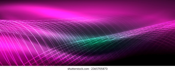 Fondo abstracto de ondas de neón brillantes - ondas luminiscentes vibrantes pulsadas en una pantalla cautivadora y electrizante