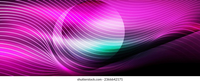Fondo abstracto de ondas de neón brillantes - ondas luminiscentes vibrantes pulsadas en una pantalla cautivadora y electrizante