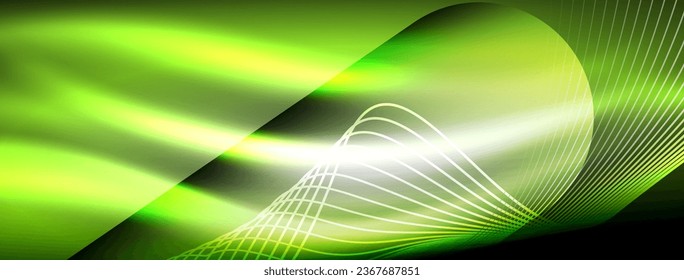 Glowing neon wave abstract background - vibrant, luminescent waves pulsate in a captivating and electrifying display