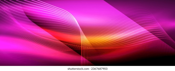 Fondo abstracto de ondas de neón brillantes - ondas luminiscentes vibrantes pulsadas en una pantalla cautivadora y electrizante