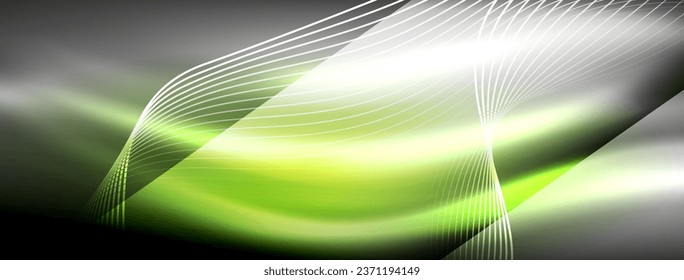 Glowing neon wave abstract background - vibrant, luminescent waves pulsate in a captivating and electrifying display