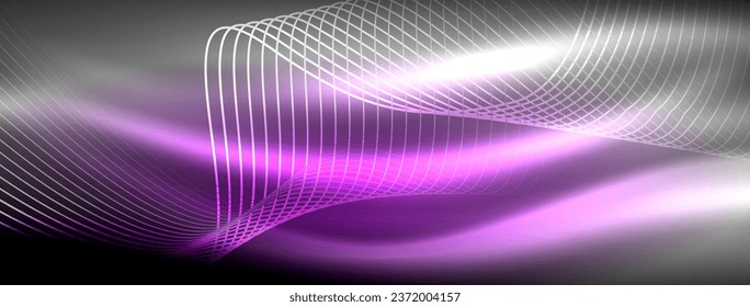 Glowing neon wave abstract background - vibrant, luminescent waves pulsate in a captivating and electrifying display
