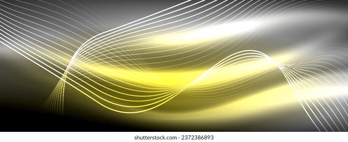 Glowing neon wave abstract background - vibrant, luminescent waves pulsate in a captivating and electrifying display