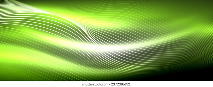 Glowing neon wave abstract background - vibrant, luminescent waves pulsate in a captivating and electrifying display