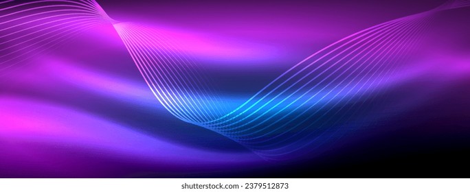 Glowing neon wave abstract background - vibrant, luminescent waves pulsate in a captivating and electrifying display