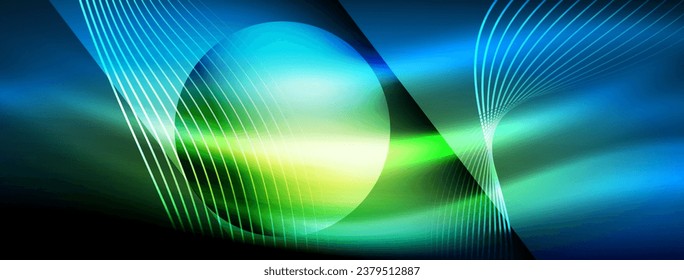 Fondo abstracto de ondas de neón brillantes - ondas luminiscentes vibrantes pulsadas en una pantalla cautivadora y electrizante