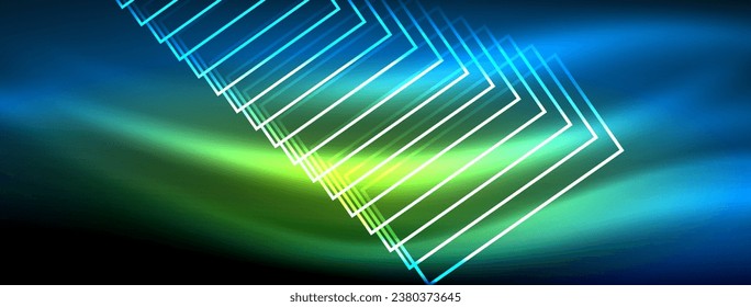 Glowing neon wave abstract background - vibrant, luminescent waves pulsate in a captivating and electrifying display