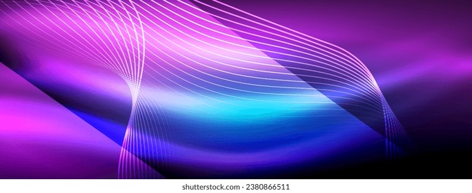 Glowing neon wave abstract background - vibrant, luminescent waves pulsate in a captivating and electrifying display