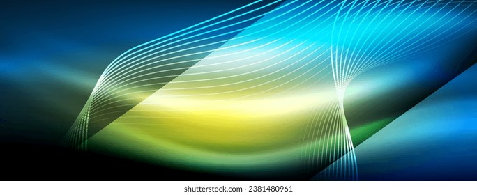 Glowing neon wave abstract background - vibrant, luminescent waves pulsate in a captivating and electrifying display