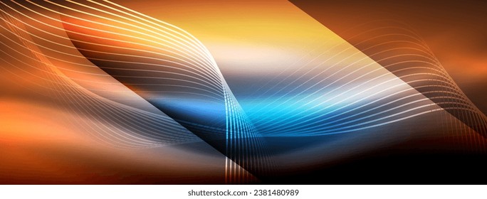 Glowing neon wave abstract background - vibrant, luminescent waves pulsate in a captivating and electrifying display