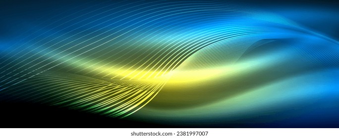 Glowing neon wave abstract background - vibrant, luminescent waves pulsate in a captivating and electrifying display