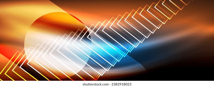 Glowing neon wave abstract background - vibrant, luminescent waves pulsate in a captivating and electrifying display