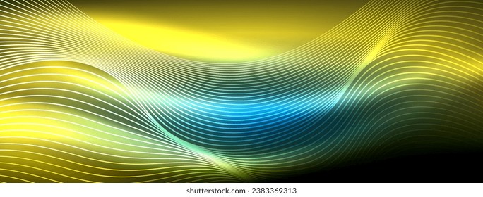 Glowing neon wave abstract background - vibrant, luminescent waves pulsate in a captivating and electrifying display