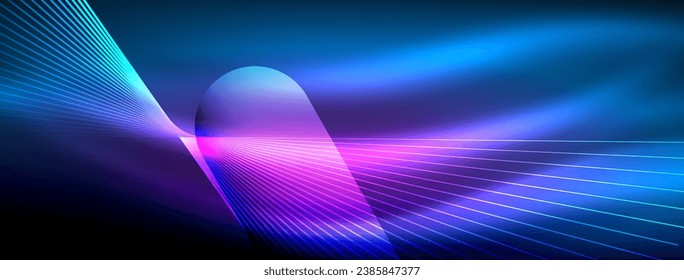 Glowing neon wave abstract background - vibrant, luminescent waves pulsate in a captivating and electrifying display