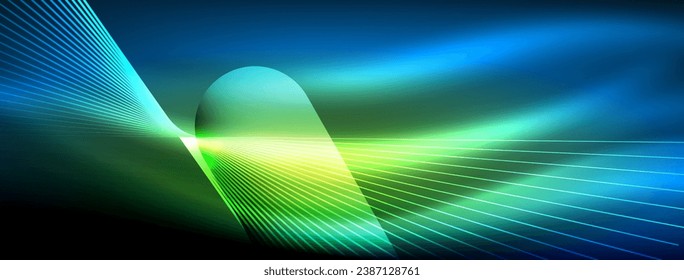Glowing neon wave abstract background - vibrant, luminescent waves pulsate in a captivating and electrifying display