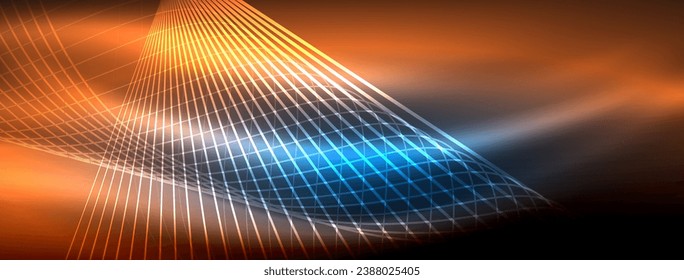 Glowing neon wave abstract background - vibrant, luminescent waves pulsate in a captivating and electrifying display