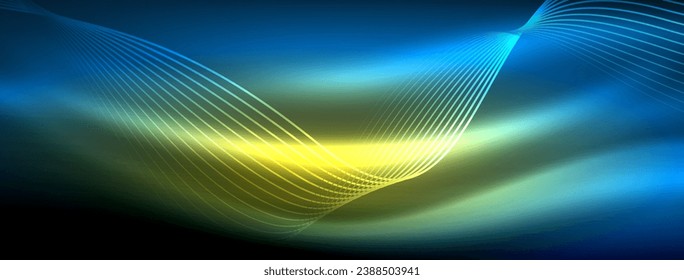 Glowing neon wave abstract background - vibrant, luminescent waves pulsate in a captivating and electrifying display