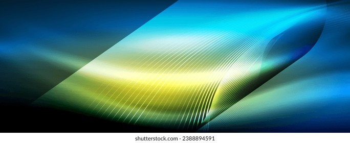 Glowing neon wave abstract background - vibrant, luminescent waves pulsate in a captivating and electrifying display