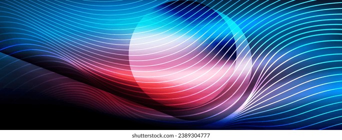 Glowing neon wave abstract background - vibrant, luminescent waves pulsate in a captivating and electrifying display