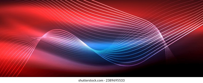 Glowing neon wave abstract background - vibrant, luminescent waves pulsate in a captivating and electrifying display