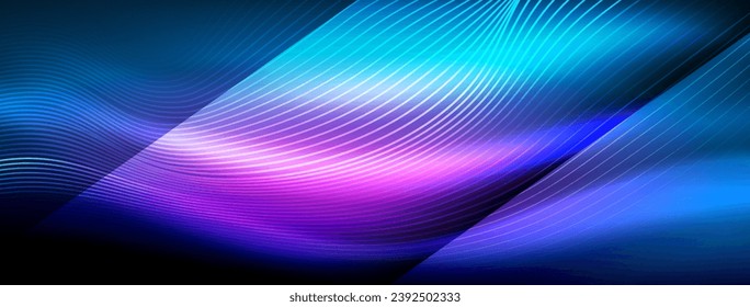 Glowing neon wave abstract background - vibrant, luminescent waves pulsate in a captivating and electrifying display