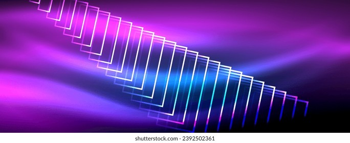 Glowing neon wave abstract background - vibrant, luminescent waves pulsate in a captivating and electrifying display