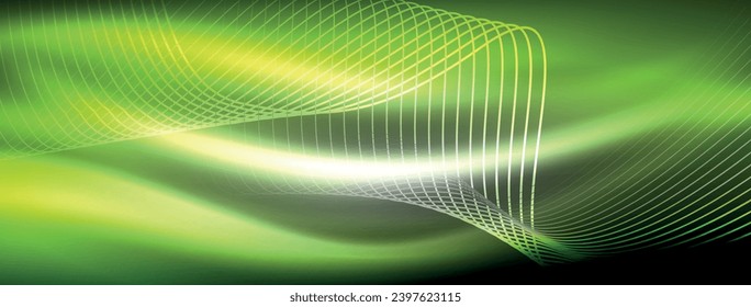 Glowing neon wave abstract background - vibrant, luminescent waves pulsate in a captivating and electrifying display