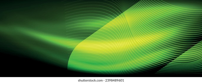 Glowing neon wave abstract background - vibrant, luminescent waves pulsate in a captivating and electrifying display