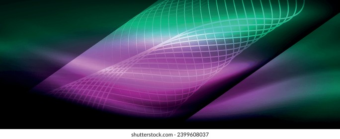 Glowing neon wave abstract background - vibrant, luminescent waves pulsate in a captivating and electrifying display