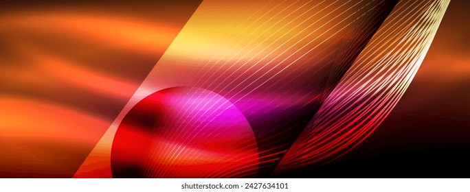 Glowing neon wave abstract background - vibrant, luminescent waves pulsate in a captivating and electrifying display