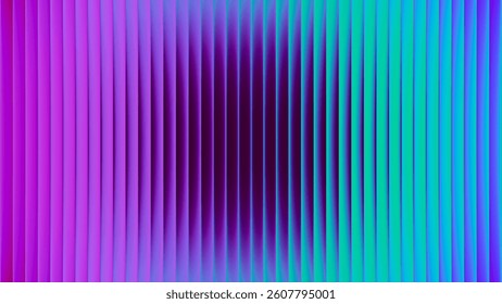 Glowing neon waves form vibrant circular gradient with fractal glass effect and blending purple cyan colors. Futuristic and dreamy background with wave effect adds fluid movement and dynamic depth