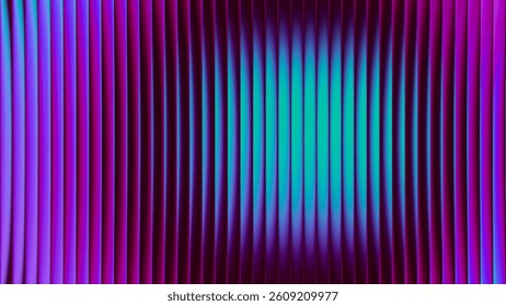 Glowing neon waves form vibrant circular gradient with fractal glass effect and blending purple cyan colors. Futuristic and dreamy background with wave effect adds fluid movement and dynamic depth