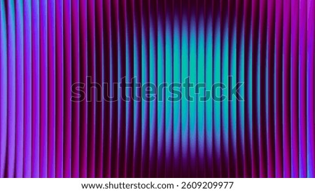 Glowing neon waves form vibrant circular gradient with fractal glass effect and blending purple cyan colors. Futuristic and dreamy background with wave effect adds fluid movement and dynamic depth