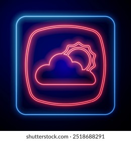 Glowing neon Weather forecast icon isolated on black background.  Vector