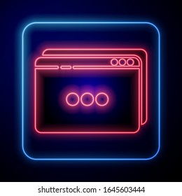 Glowing neon Website template icon isolated on blue background. Internet communication protocol.  Vector Illustration