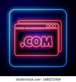 Glowing neon Website template icon isolated on blue background. Internet communication protocol.  Vector Illustration